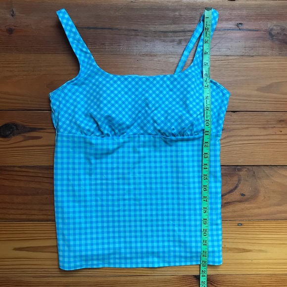 Lands End L. L. Bean Blue Checker High-Waist Tankini, EUC, 12/16 L/XL - Picture 5 of 13